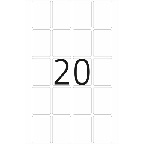 Eine weiße Tafel mit der großen Zahl 20 in der Mitte, umgeben von leeren Kästchen.