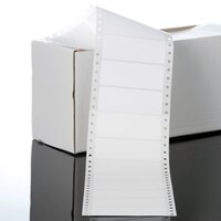 Blank labels: Stack of HERMA foldable labels, also known as computer labels or perforated labels.