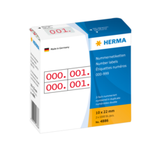 Nummerierte Etiketten in einer Verpackung, mit den Zahlen 000 bis 999. Enthält 2000 Etiketten (2 x 1000 Stück).