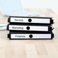 File folders labeled with printed folder labels