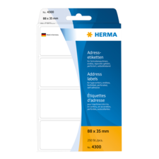 Adressetiketten von HERMA, 88 x 35 mm, 250 Stück, geeignet für verschiedene Anwendungen wie Maschinen und Bürobedarf.