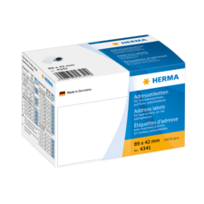Adressetiketten von HERMA, 89 x 42 mm, 250 Stück, selbstklebend, geeignet für Drucker und Handbeschriftung.