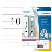 Ordneretiketten von Herma, inklusive Vorlagen-Software, für die Beschriftung von Aktenordnern mit den Themen Finanzen und Rezepte.