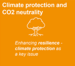 Climate protection and CO2 neutrality, with a focus on resilience and climate protection as a central theme.