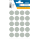 Runde, graue Etiketten auf einem Bogen, insgesamt 100 Stück, Durchmesser 19 mm, geeignet für Beschriftungen und Organisation.