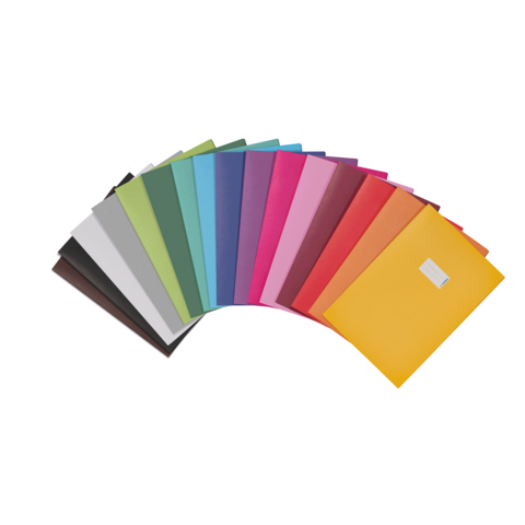 Colorful binders in various colors, arranged in a fan. The colors include blue, green, pink, yellow, and more.