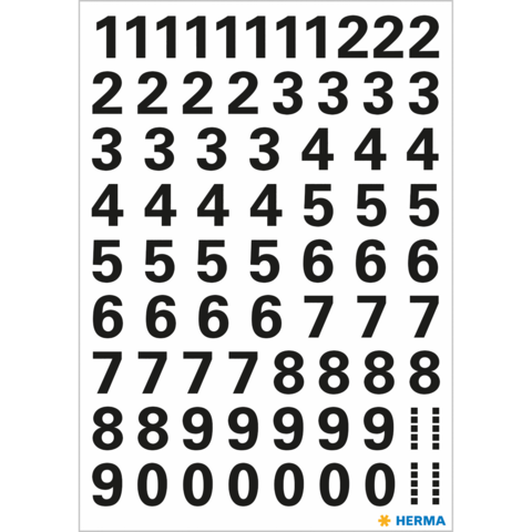 Schwarze Zahlen von 0 bis 9 auf weißem Hintergrund, angeordnet in mehreren Reihen und Spalten.