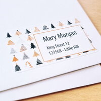 Envelope with address label in a festive Christmas design