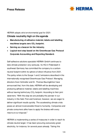 A black document with a yellow star and the HERMA logo in the upper right corner.