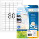 Etikettenblatt mit 80 leeren Etiketten, verpackt in einer durchsichtigen Hülle. Hersteller: HERMA, aus Recyclingpapier.