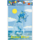 Ein Stickeralbum-Cover mit zwei springenden Delfinen im Wasser, unter einem sonnigen Himmel mit Wolken.