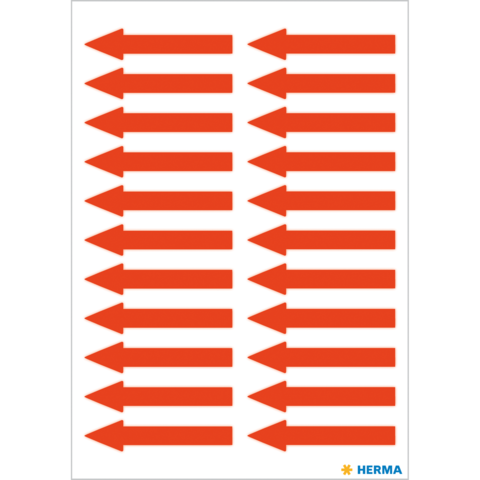 Rote Pfeile auf einem weißen Hintergrund, angeordnet in mehreren Reihen. Ideal für Beschriftungen oder Markierungen.