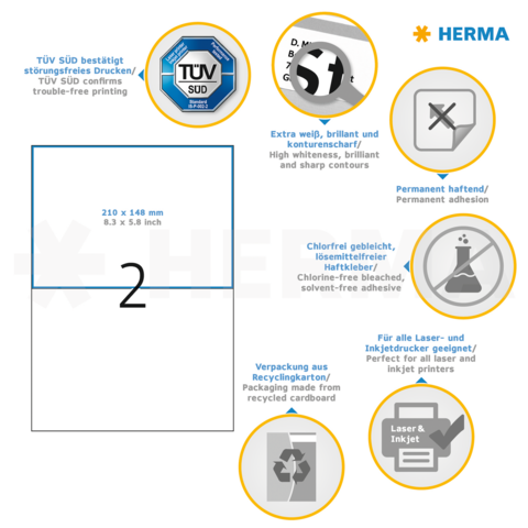 TÜV SÜD confirms trouble-free printing. Information on liability, materials, and usage for laser and inkjet printers.