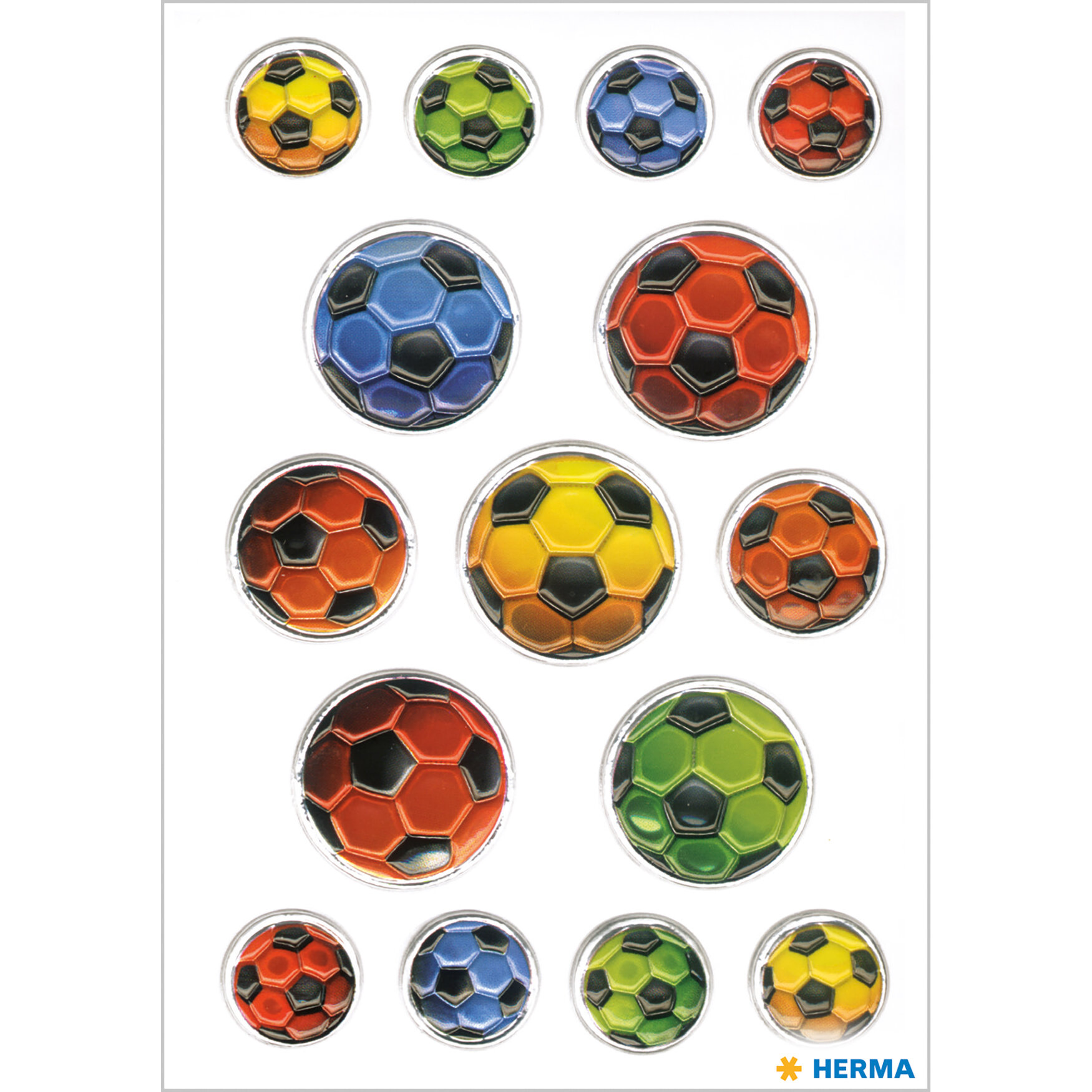 Decorative stickers MAGIC coloured soccer balls, embossed 16251
