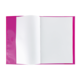 Ein leeres, pinkes Ordnersystem mit zwei weißen Seiten, bereit für Notizen oder Dokumente.