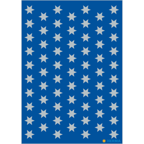 Ein blauer Hintergrund mit regelmäßig angeordneten, hellgrauen Sternen in mehreren Reihen.