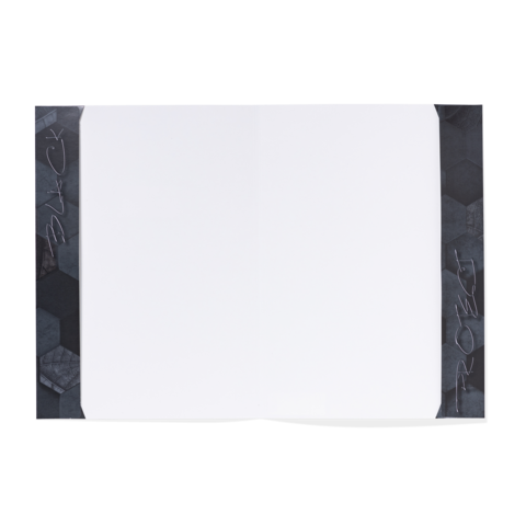 Leeres Notizbuch mit hexagonalem Muster auf dem Einband, ohne sichtbare Inhalte oder Texte.