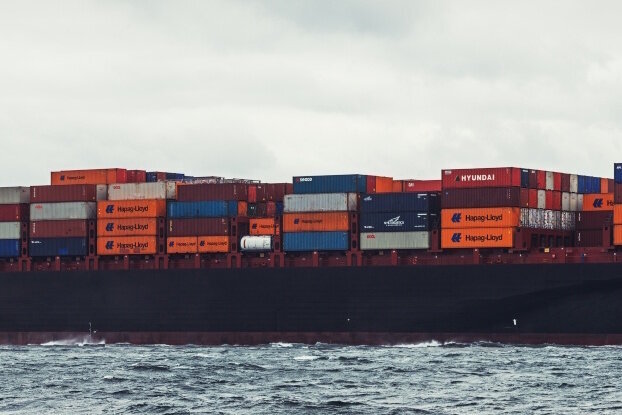 Waterproof labels in use on containers on a container ship.