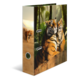 A folder with a picture of two tigers relaxing in a natural setting, while a third tiger is visible in the background.
