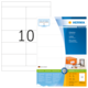 Etikettenpackung von HERMA mit der Aufschrift "10" und Informationen zu Größe und Verwendung. Enthält 200 Etiketten.