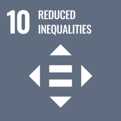 Number 10, titled 'Reduced Inequalities,' featuring a symbol that represents equality and balance.