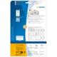 Produktverpackung von HERMA mit Informationen zu Etiketten, Software und Anwendungshinweisen. Enthält QR-Code und Symbole für Nachhaltigkeit.