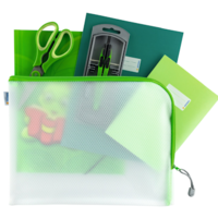 Universal bag filled with school supplies.