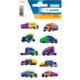 Colorful stickers of trucks in various colors and designs, arranged on a white background.