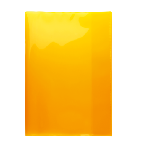 Ein leuchtend gelbes, glänzendes Cover oder eine Hülle, die eine glatte Oberfläche aufweist.