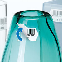 Removable label on glass vase