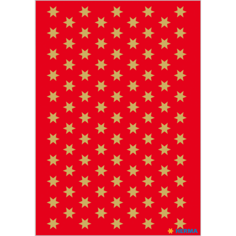 Rote Hintergrund mit gleichmäßig verteilten goldenen Sternen in verschiedenen Größen.