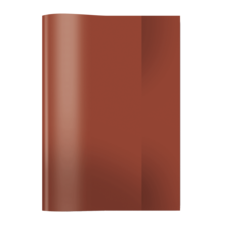 Ein glänzendes, rotes Heft mit einer leicht gewölbten Vorderseite, das auf einem neutralen Hintergrund liegt.