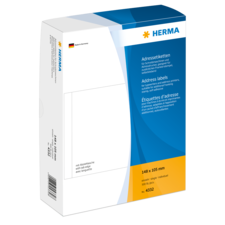 Adressetiketten-Packung von HERMA, 148 x 105 mm, geeignet für Drucker, mit abziehbaren Etiketten.