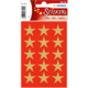 Rote Aufkleber mit goldenen Sternen in einem 3x5-Raster, verpackt unter der Marke Herma.
