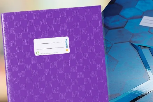 The translation of "Heftschoner mit Schulhintergrund" is "Notebook cover with a school background.