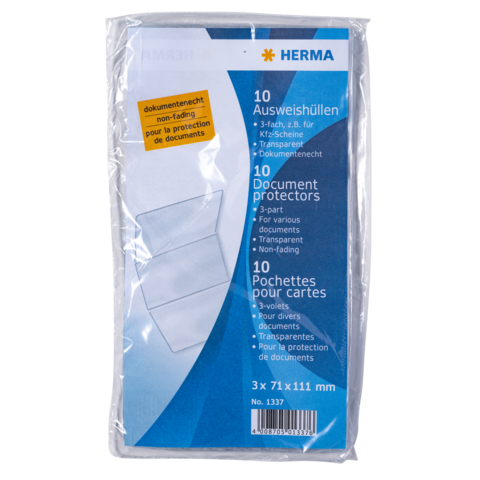 10 Ausweis- und Dokumentenhüllen, transparent, nicht verblassend, geeignet für verschiedene Dokumente, 3-teilig, Größe 71x111 mm.