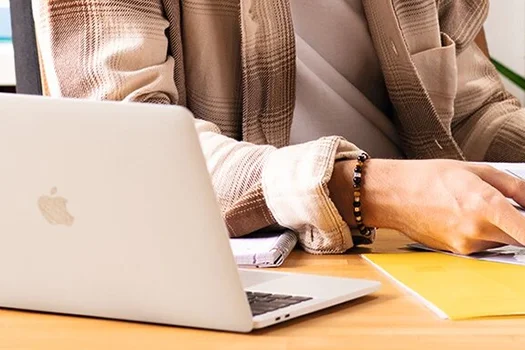Folder in use on office desk