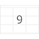Eine große, schwarze Zahl 9 in der Mitte eines weißen Rasters mit leeren Kästchen.