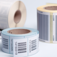 Printed roll labels on a roll