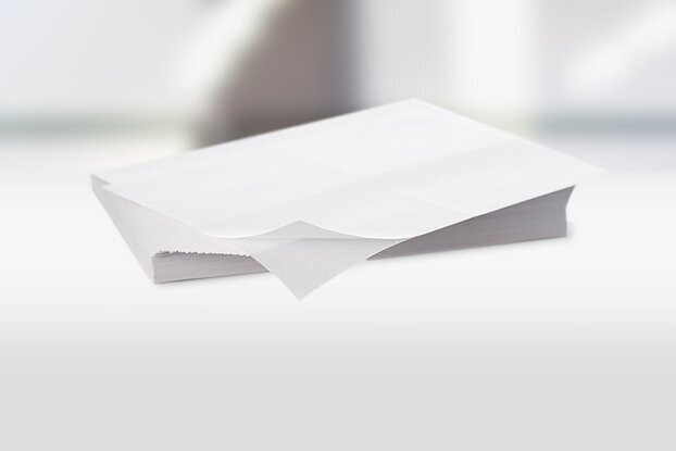 Blank labels: Stack of HERMA sheet labels, also known as laser labels, in landscape format.