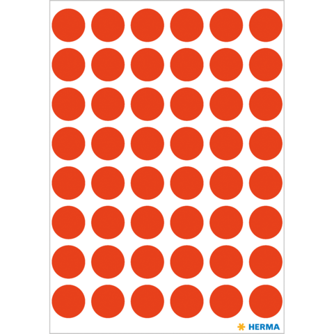 Ein Blatt mit 42 roten, gleichmäßigen Kreisen auf weißem Hintergrund, angeordnet in einem Raster.