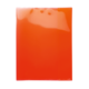 Ein leuchtend orangefarbener Kunststoffordner mit einer glatten, glänzenden Oberfläche.