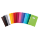 Eine Reihe von farbigen Ordnern in verschiedenen Tönen, angeordnet von links nach rechts, einschließlich Schwarz, Weiß, Gelb, Rot, Blau und Grün.