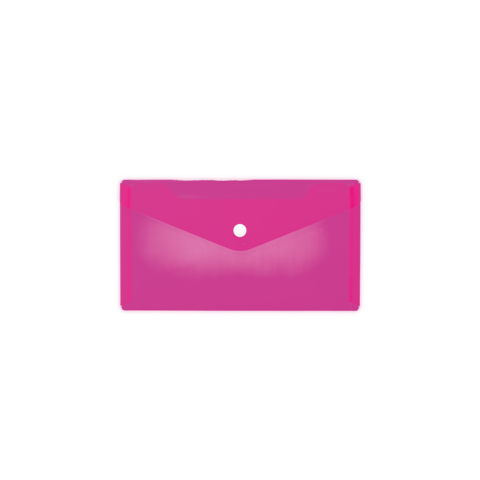Rosa, durchsichtige Hülle mit einem runden Verschluss, geeignet für die Aufbewahrung von Dokumenten oder Karten.