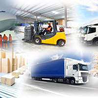 Collage: various modes of transportation in the logistics sector