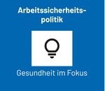 Occupational safety policy with a focus on health, represented by a symbol of a light bulb with gears.