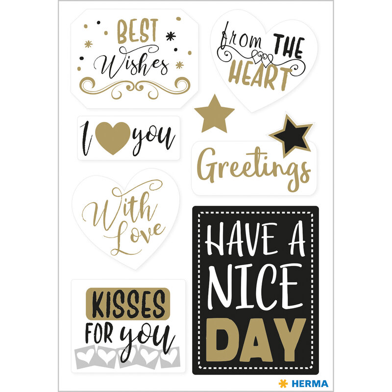 Stickers HOME gift stickers best wishes, gold embossed