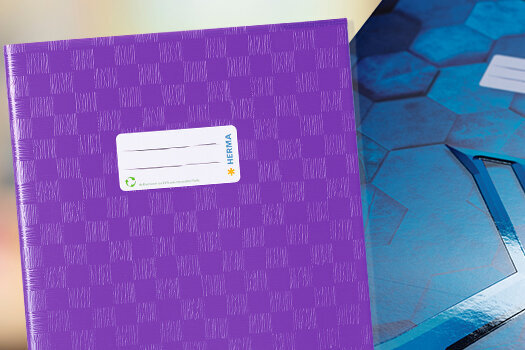 The translation of "Heftschoner mit Schulhintergrund" is "Notebook cover with a school background.