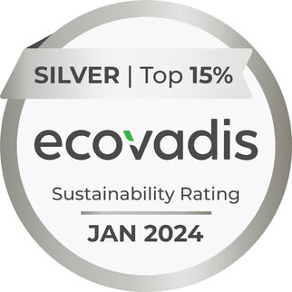 Silver Medal for Sustainability from EcoVadis, Top 15%, January 2024.