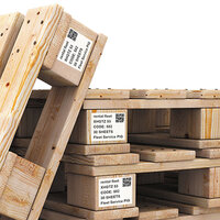Palette foot labels on rough wooden pallets